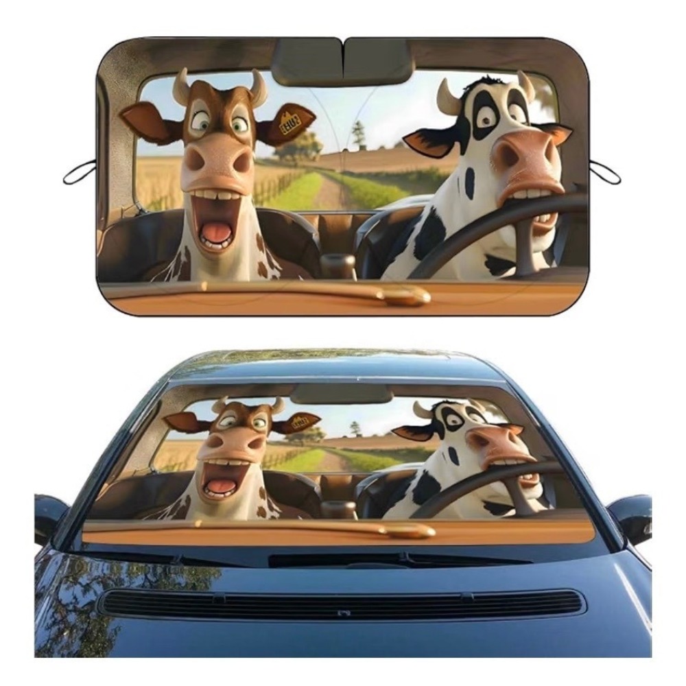 Funny Cow Decor Car Sun Shade Universal 59x31.5 Multicolor Funny Driving NWOT